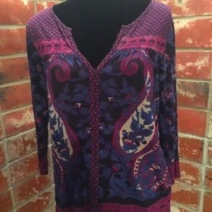 Striking Lucky Brand V-Neck in Jewel Tones